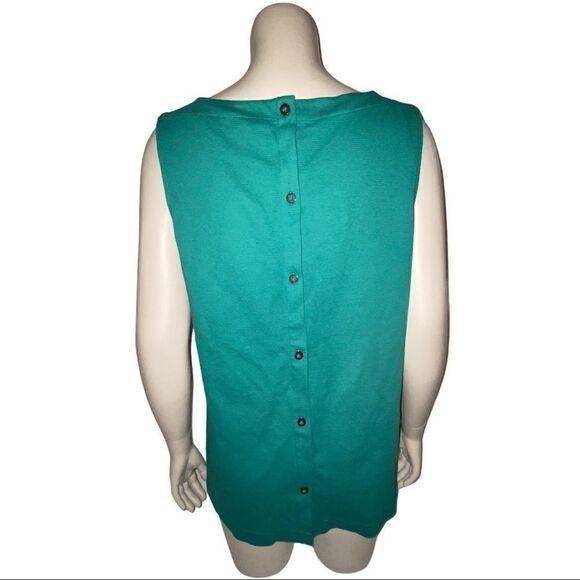Christopher & Banks Sleeveless Green Button Top - Picture 2 of 5